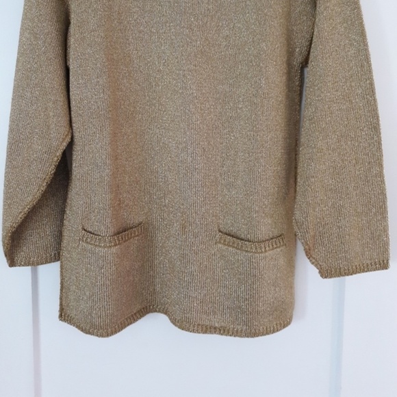 Adrienne Vittadini Gold Metallic Vintage Sweater - Picture 2 of 3